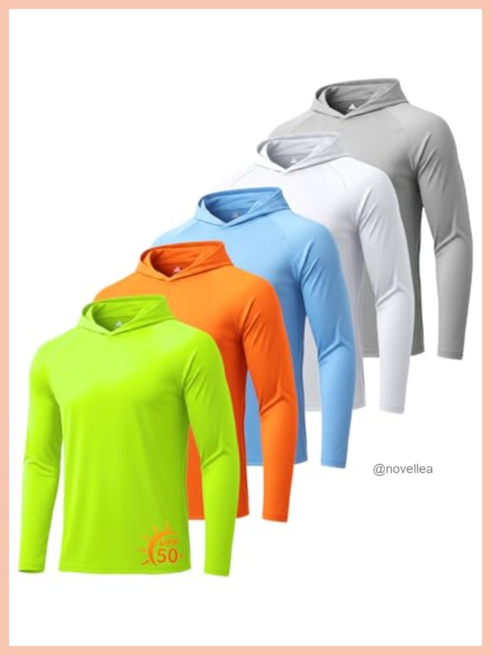 Men's UPF 50+ Hooded Sun Shirt 5-Pack Long Sleeve Active